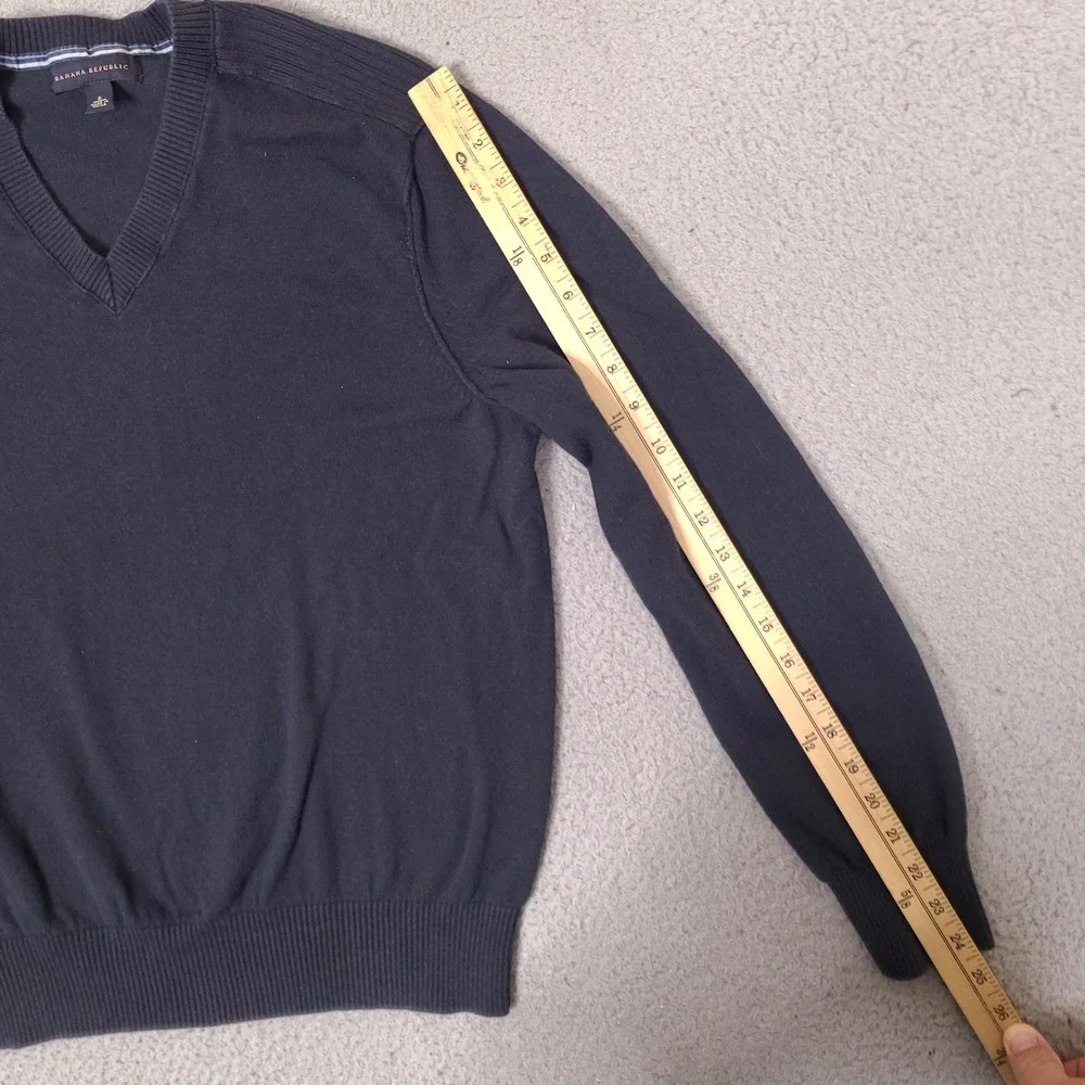 Banana Republic Mens Cotton Cashmere V-Neck Sweater Small Black‎ Pullover